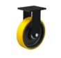 Heavy duty Fixed caster from Welded steel housing, plate fitting, Vulcanized Polyurethane tread, precision ball bearing, Wheel-Ø 125mm, 400KG