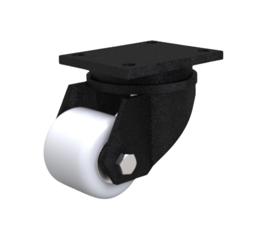 Heavy duty Swivel caster from Welded steel housing, plate fitting, Polyamide wheel, precision ball bearing, Wheel-Ø 82mm, 650KG