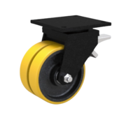 swivel castor with brake, Ø 200 mm, vulcanised polyurethane tyre, 2000KG