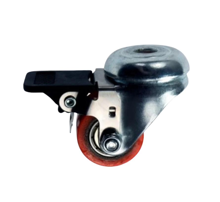 Swivel castor with brake, Ø 35 mm, vulcanised polyurethane tread, 100KG