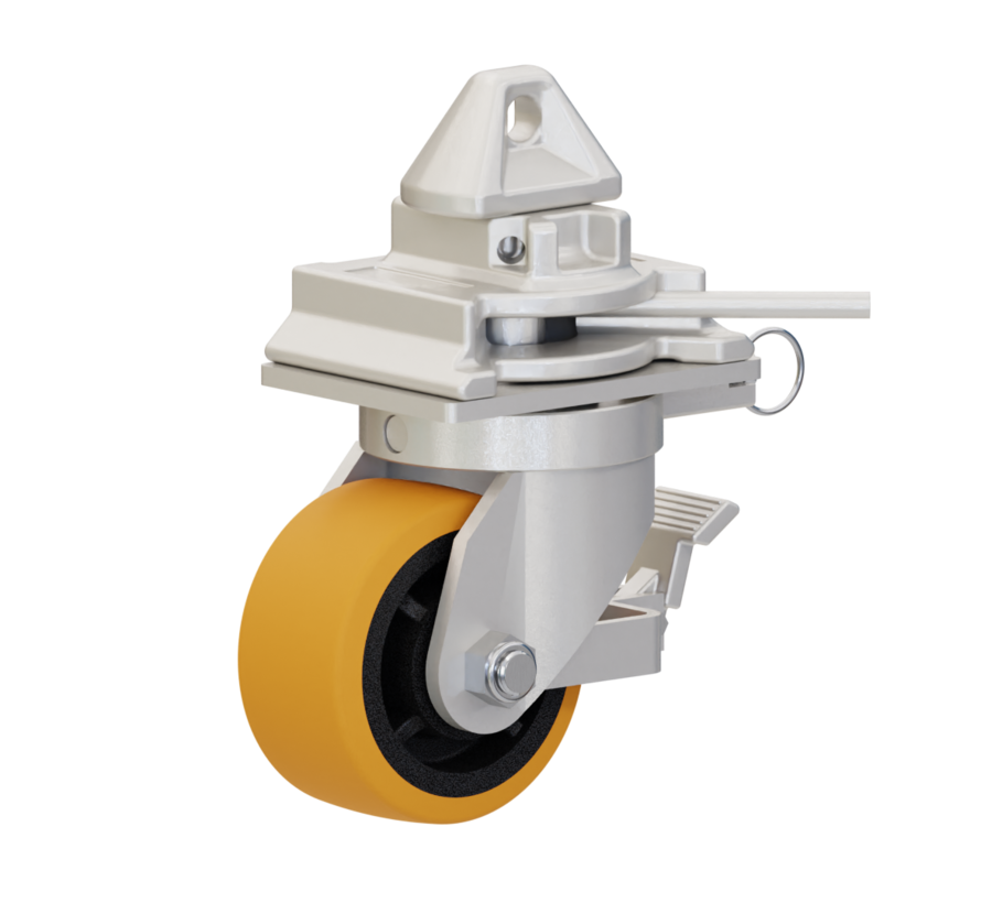 4 x castor wheels with twist-lock mechanisms which are easy to fit onto the corner castings of standard intermodal shipping containers