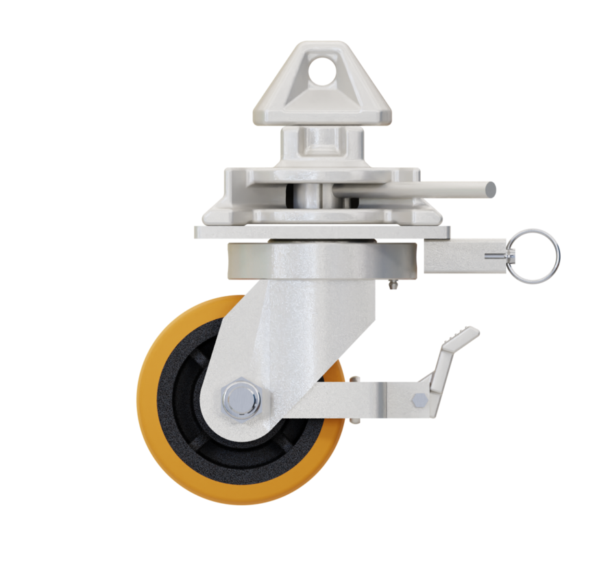 4 x castor wheels with twist-lock mechanisms which are easy to fit onto the corner castings of standard intermodal shipping containers