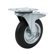 Swivel Castor with Brake Ø200mm Elastic Solid Rubber Tyre – 200kg
