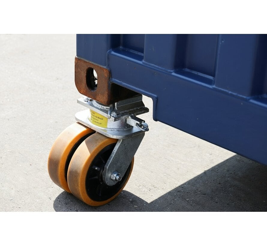 4 x Container swivel castor wheels, Ø250x76 with brake - Load capacity 12,000-16,000kg