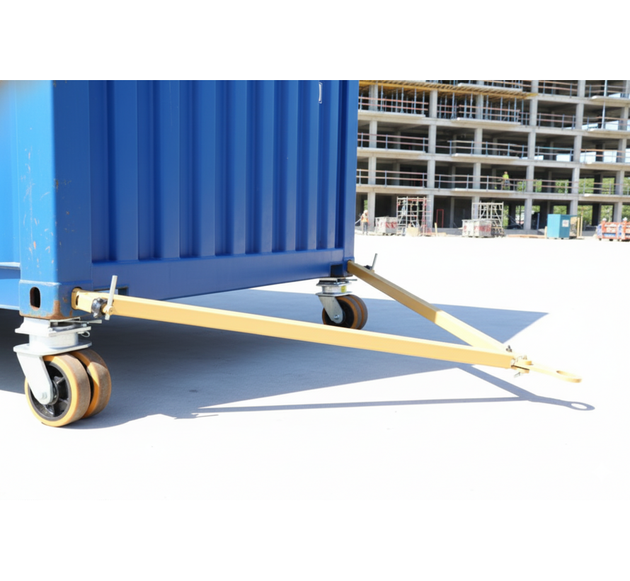 4 x Swivel castors for container. Combined load capacity at 4 km/h: 7500 kg. Includes brake system, directional lock and twist-lock for mounting on 1161 ISO corner castings.