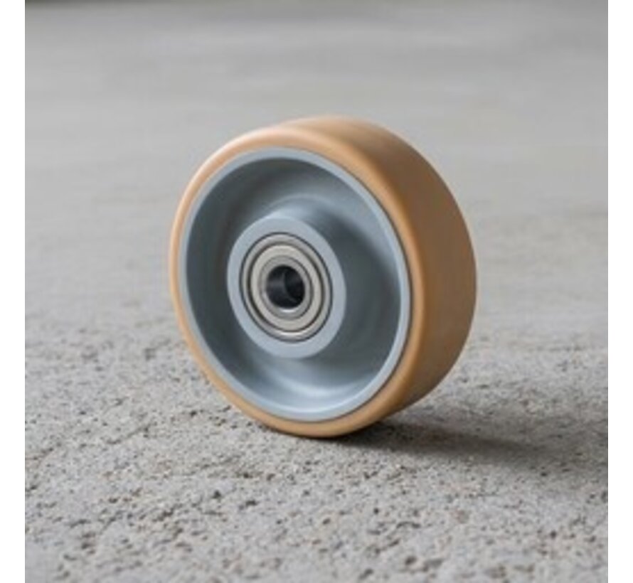 Robuuste Vulkollan® Covestro loopvlak gietijzer, precisiekogellager, wiel-Ø 125mm, 260KG