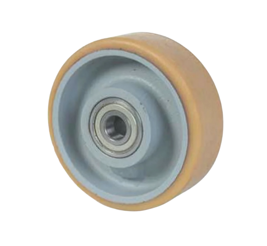 Heavy duty Vulkollan® Covestro tread cast iron, precision ball bearing, Wheel-Ø 125mm, 180KG