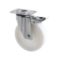 Heavy-Duty Stainless Steel Swivel Castor with Brake, Ø160mm Polyamide (PA6) Wheel, Plain Bearing – 300kg Load Capacity for Industrial Use