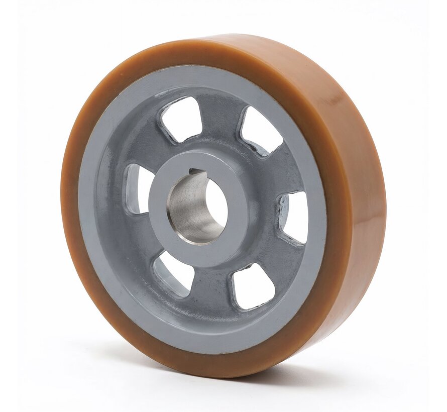 heavy duty drive wheel Vulkollan® Covestro tread cast iron, H7-bore, Wheel-Ø 65mm, 80KG