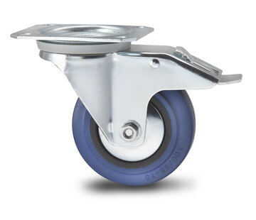 Zwenkwiel met rem, Ø 100 mm, elastische band, 150 kg