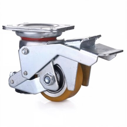 Lifting swivel castor with adjustable foot