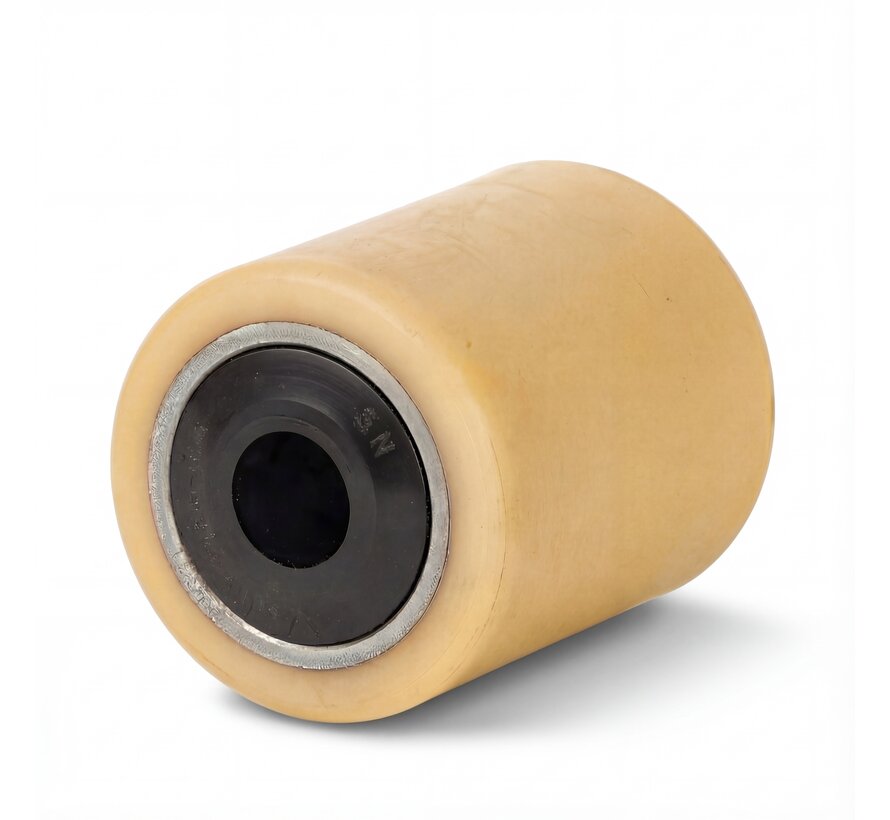 Vulkollan Pallet rollerwith plastic watertight sealing Ø85x80 mm, axle hole: 25 mm, Hub length: 80 mm