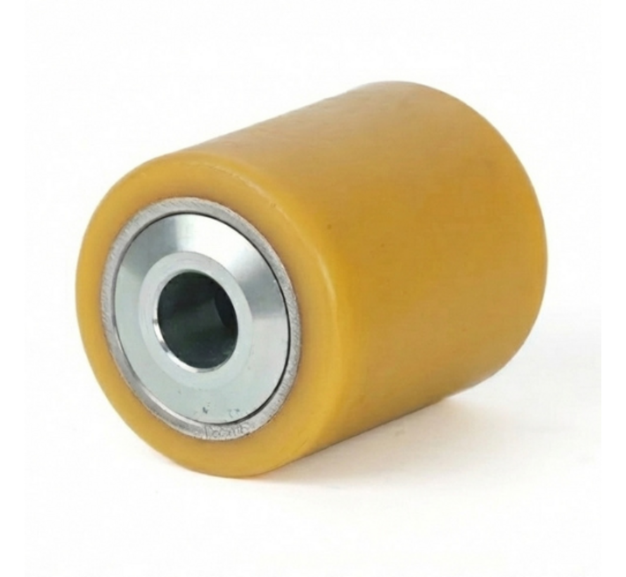 Vulkollan Pallet rollerwith strong metal watertight sealing Ø85x75 mm, axle hole: 25 mm, Hub length: 80 mm