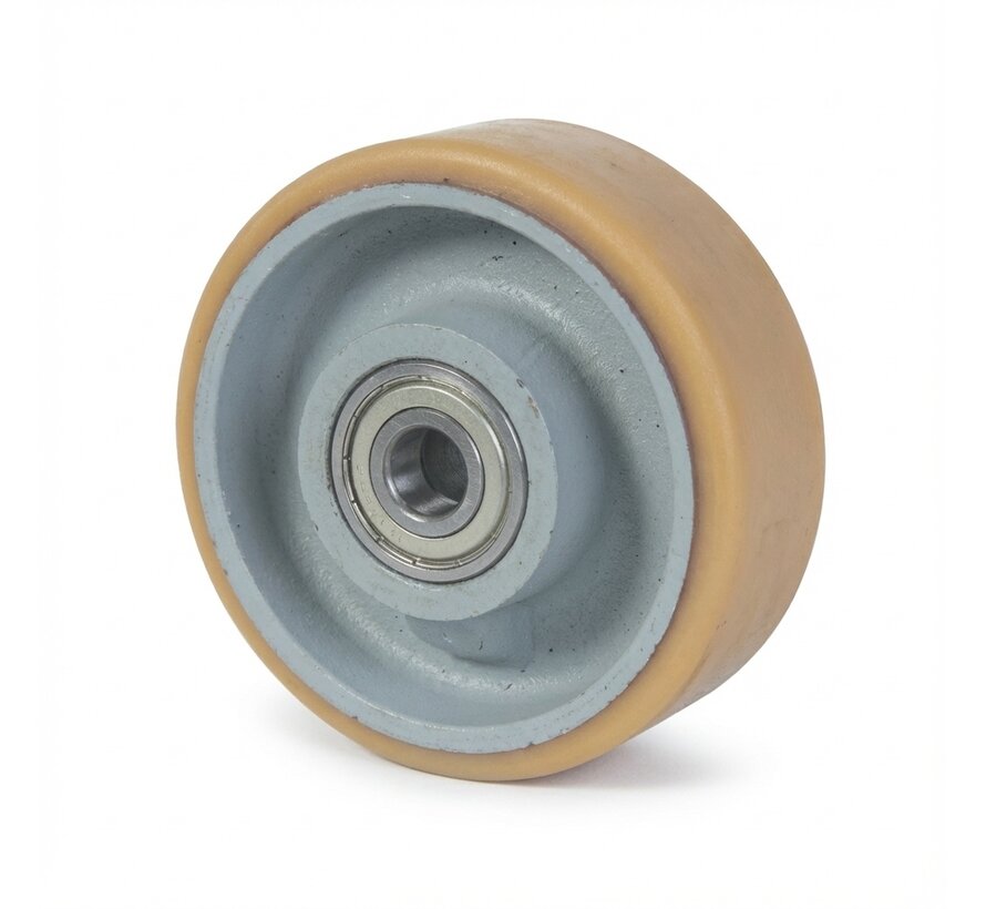 Robuuste Vulkollan® Covestro loopvlak gietijzer, precisiekogellager, wiel-Ø 200mm, 260KG