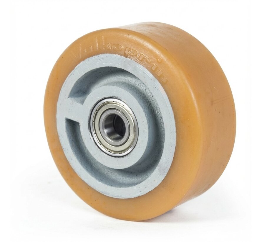 heavy duty Vulkollan® Covestro tread cast iron, precision ball bearing, Wheel-Ø 400mm, 50KG