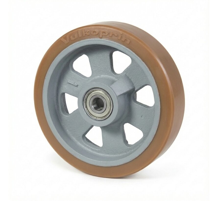 Vulkollan® Bayer loopvlak gietijzeren kern, Ø 200x50mm, 900KG
