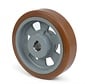 Heavy duty drive wheel Vulkollan® Covestro tread cast iron, H7-bore feather keyway DIN 6885 JS9, Wheel-Ø 300mm, 65KG