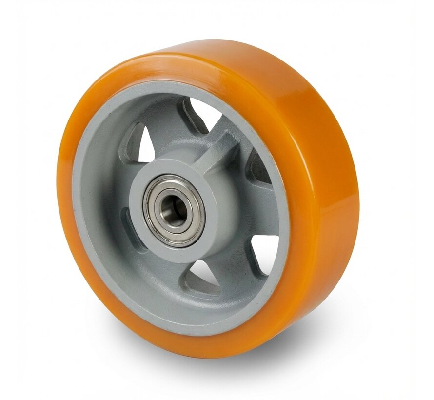 Vulkollan® Bayer loopvlak gietijzeren kern, Ø 350x100mm, 2600KG