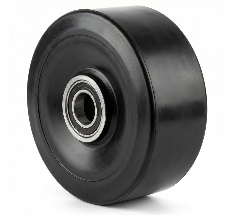 Zwaarlastwiel van gevulkaniseerde elastische rubberbanden, precisiekogellagers, wiel-Ø 200 mm, 1200 kg