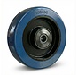 Wheel, Ø 100mm, vulcanised blue elastic rubber tyre with plastic wire caps 180KG