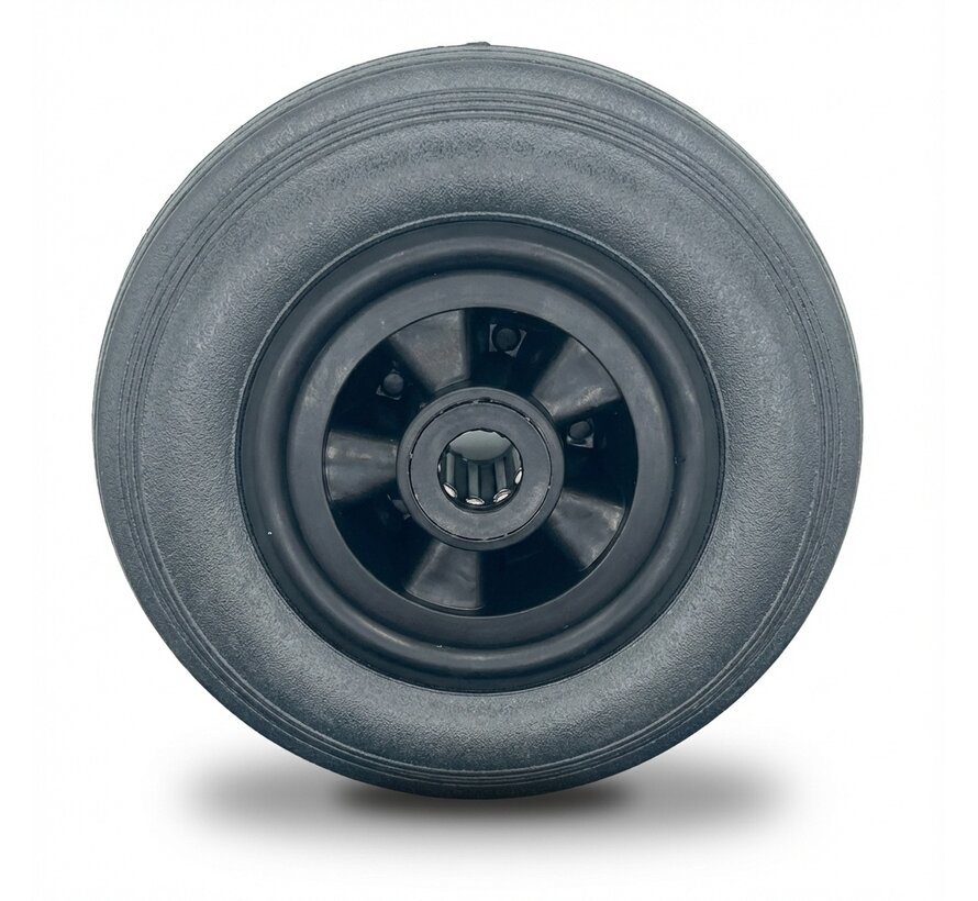 Industrial Wheel from rubber, black, roller bearing, Wheel-Ø 160mm, 180KG