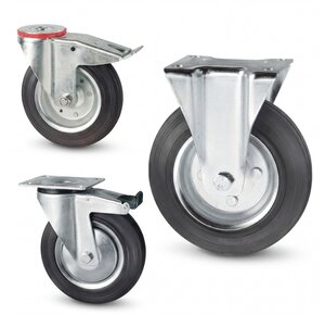 Rubber swivel castors