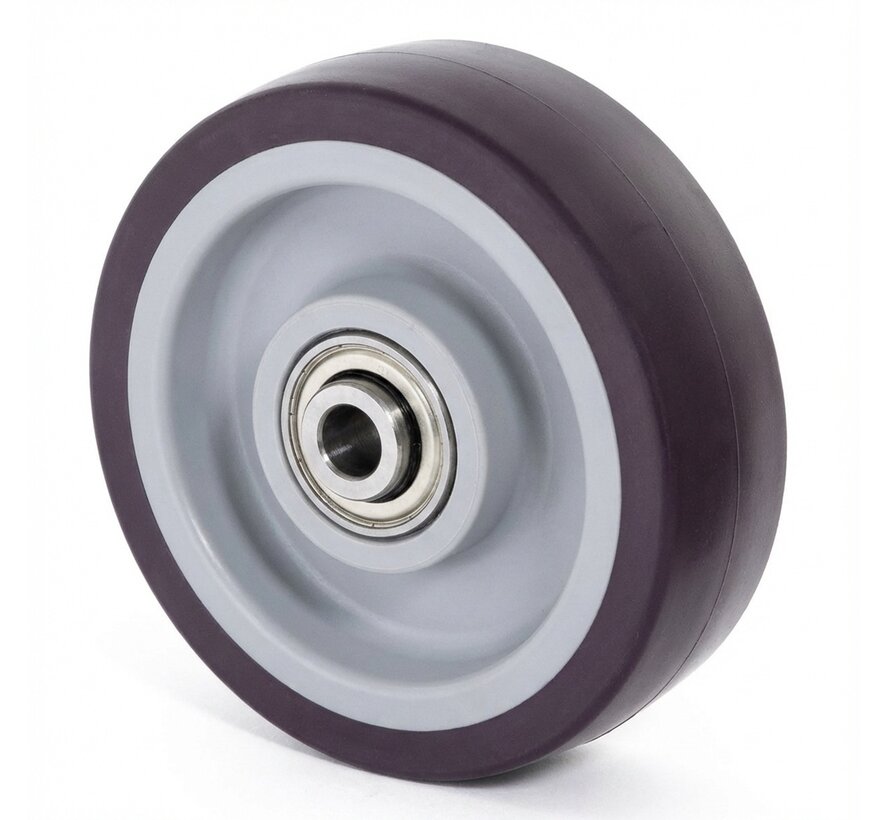 wiel, Ø 75mm, grijze niet-strepende thermoplastische rubberband, 75KG