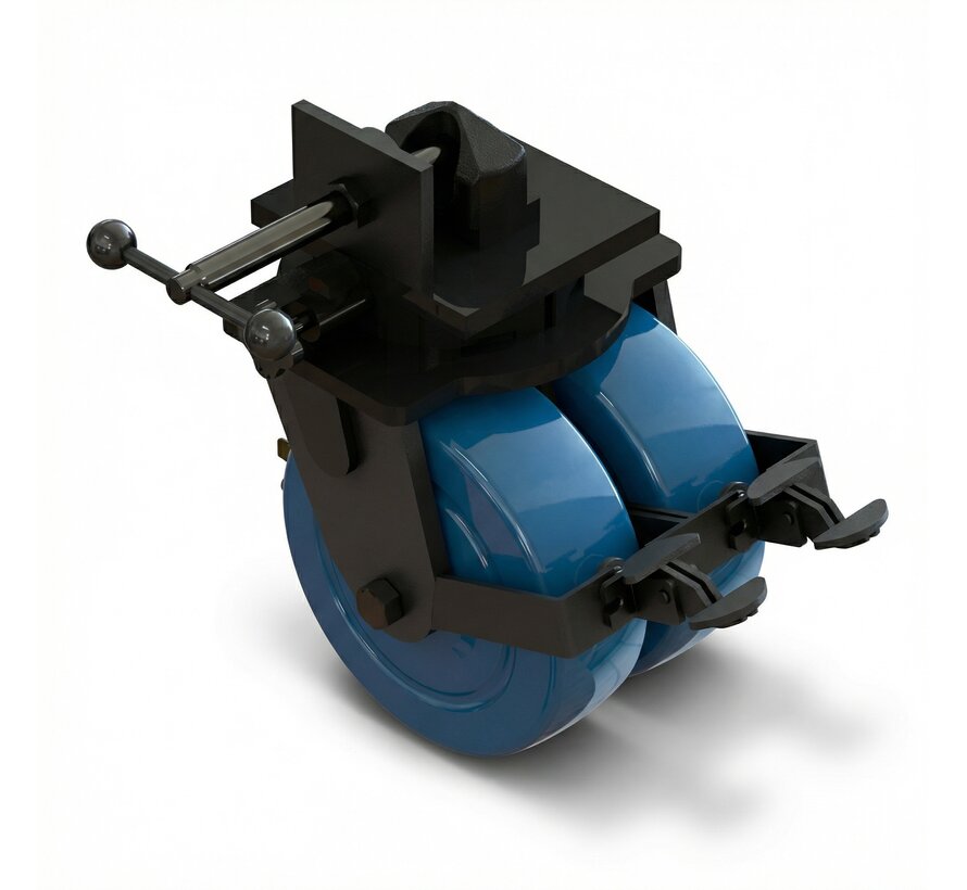 Shipping container mobilisation set with 4 castors with a total of 36.000kg load capacity