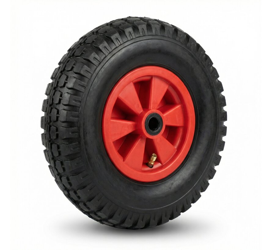 Pneumatic Wheel from pneumatic tyre block profile, roller bearing, Wheel-Ø 400mm, 250KG