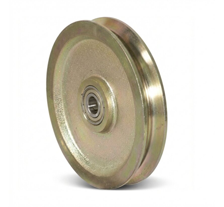 Industrial V-Groove Wheel Ø245mm, Solid Steel Construction, Precision Ball Bearing, For Floor or Rail Tracks – 1700kg Load Capacity