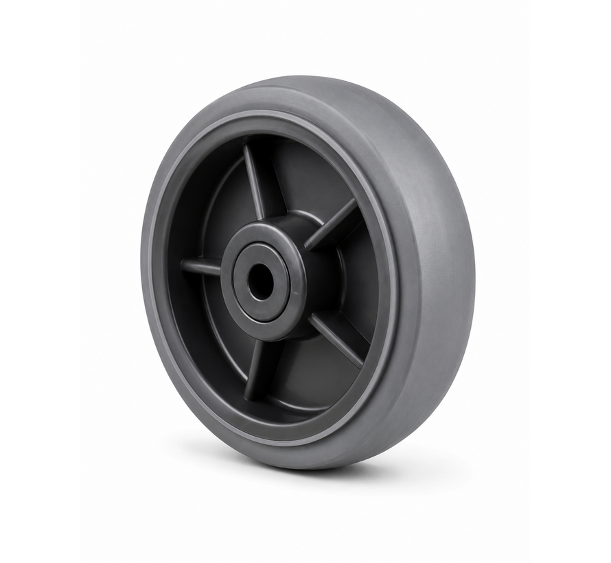 Durable Wheel Ø160 mm with Thermoplastic Rubber Tyre – Grey Non-Marking, Central Precision Ball Bearing, 200 kg Load Capacity