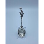 Juwelier Arie de Koning Silver birth spoon Stork with fish (small spoon)