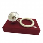 Luxury Gifts Silver rattle with ball with pearl edge wg-16925