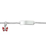 Silver engraving bracelet 9-11cm butterfly red