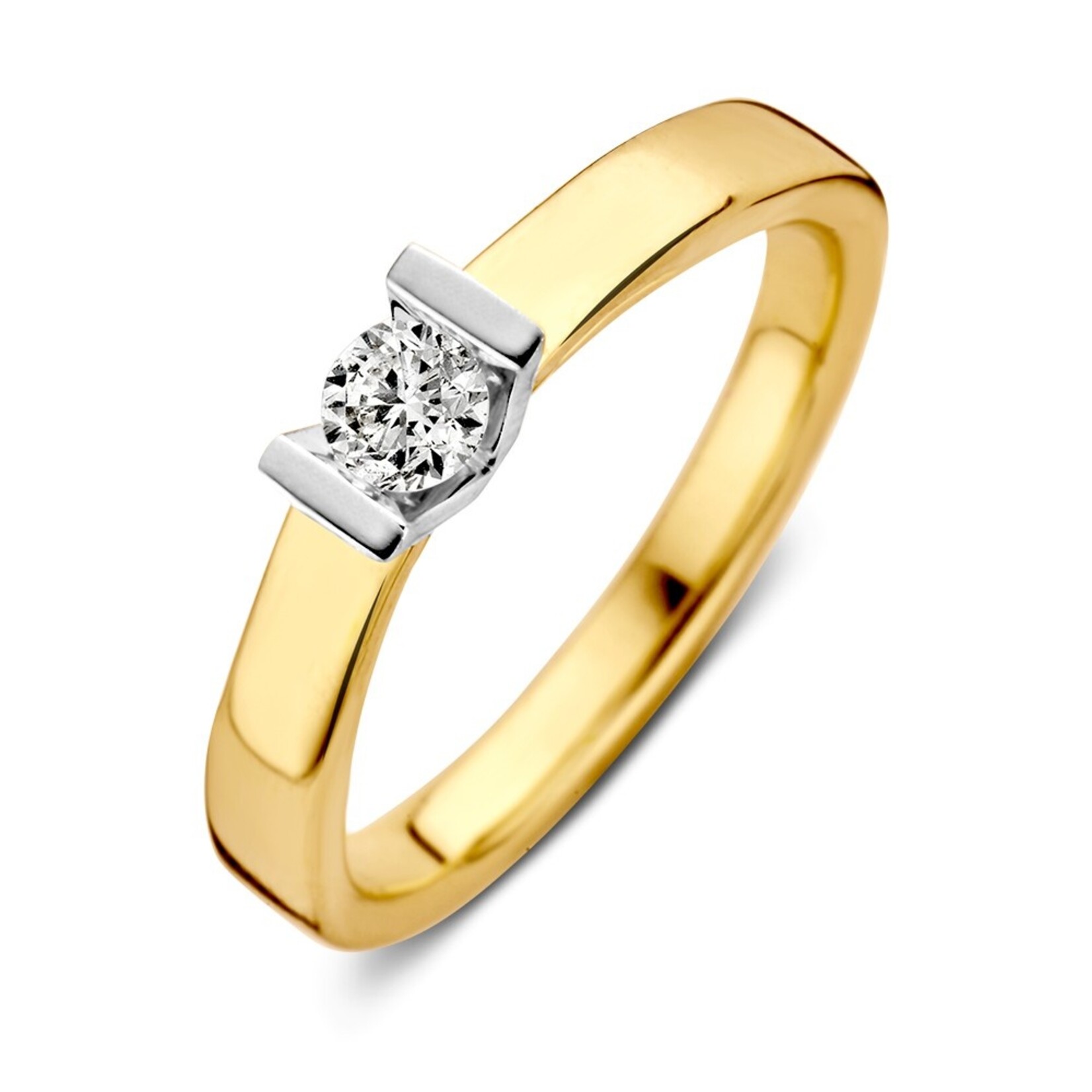 Excellent Jewelry Excellent Jewelry gouden bicolor briljant ring 0.20crt w-si maat 18,5 (58)