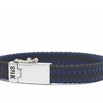 Silk Silk alpha blue/black leather bracelet 841bbu 20cm