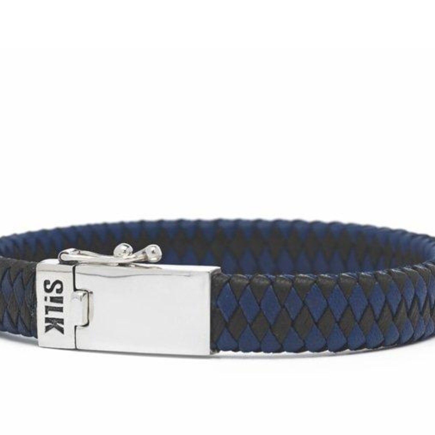 Silk Silk alpha blauw/zwart leren armband 841bbu 20cm