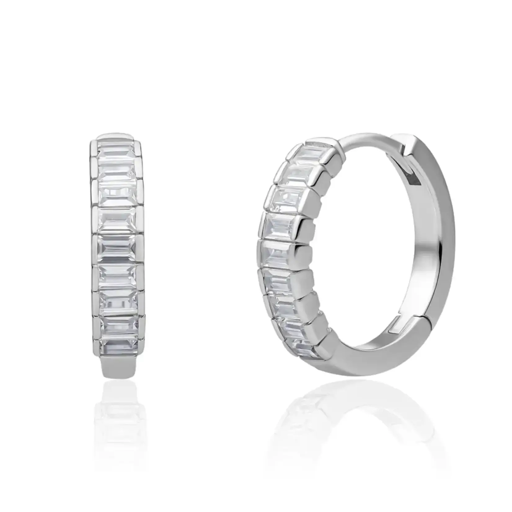 Sparkling Jewels Sparkling baguette creolen zilver eas23