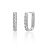 Sparkling Jewels Sparkling square hoop earrings cz silver eas24