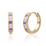 Sparkling Jewels Baguette hoop earrings gold colored | purple hues cz eag23-cz04