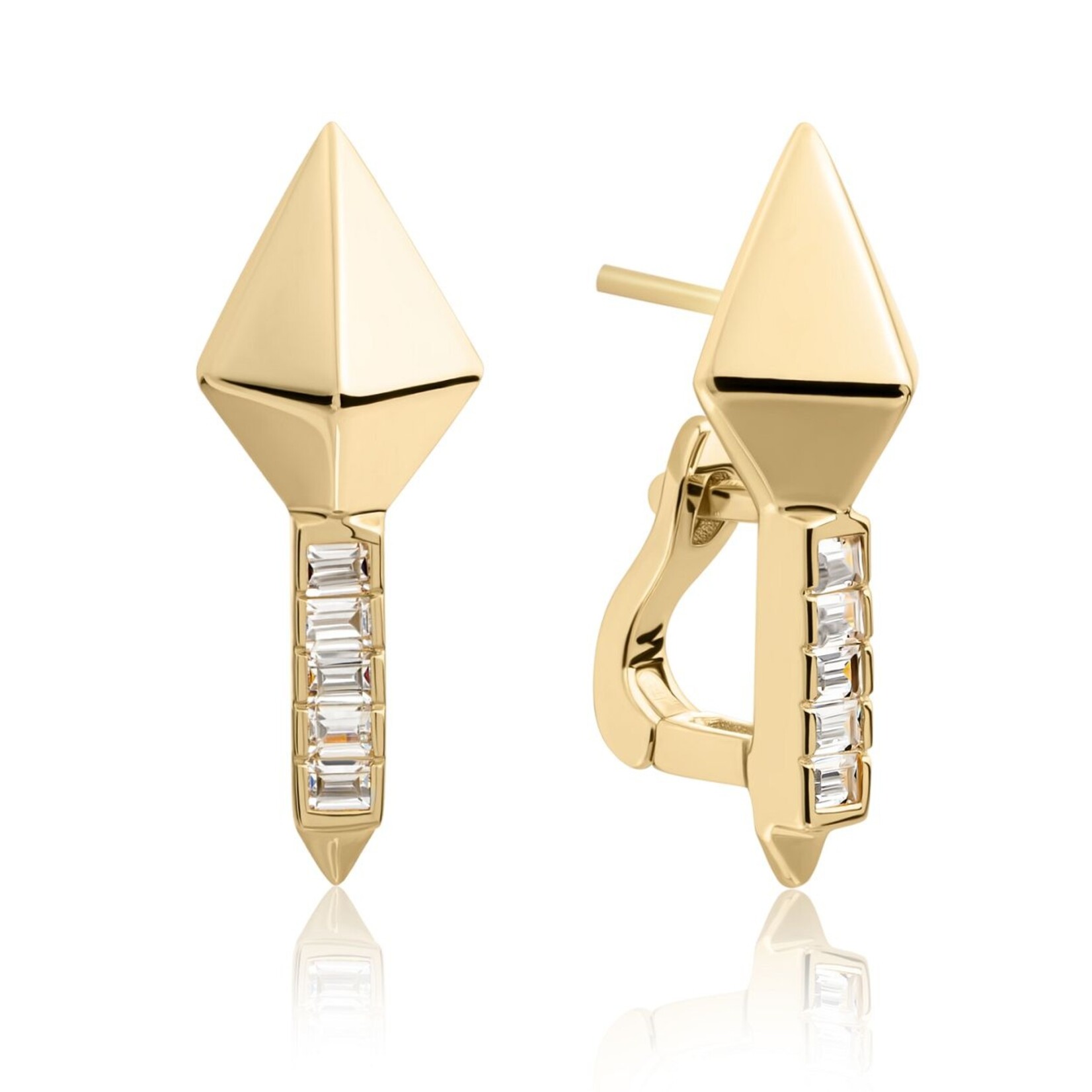 Sparkling Jewels Pyramid edge earrings | gold colored eag27