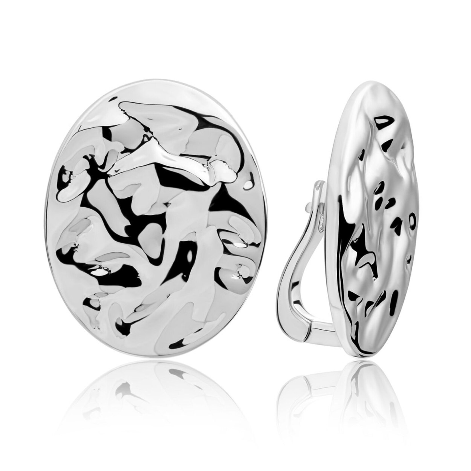 Sparkling Jewels Round clip earrings | silver eas26