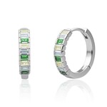 Sparkling Jewels Baguette creolen zilver | green hues cz eas23-cz03