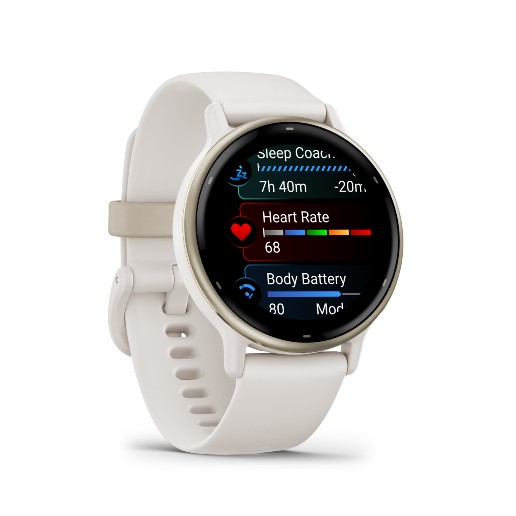 Garmin Garmin vívoactive® 5 Cream Gold aluminium rand met Ivory behuizing en siliconen band 010-02862-11