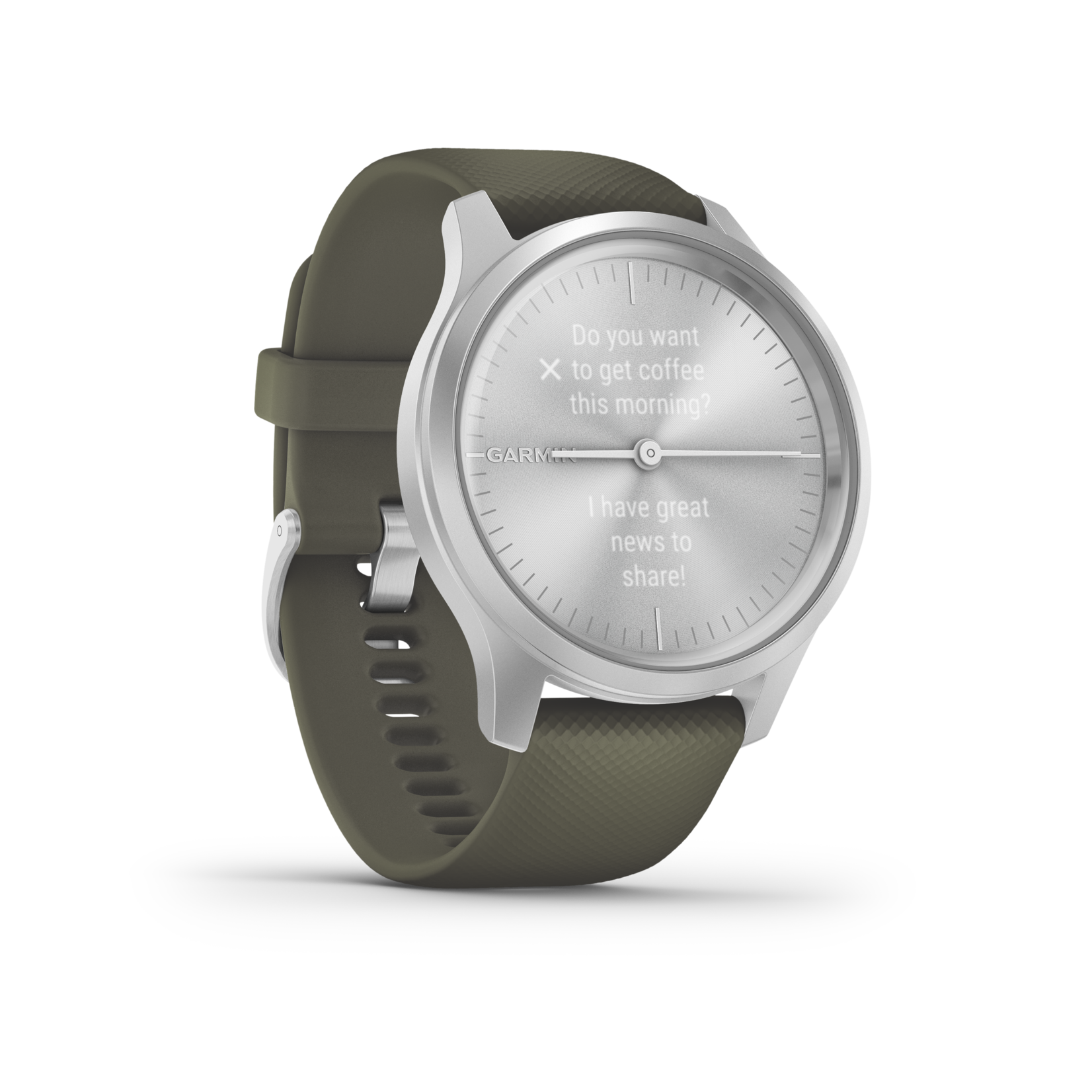 Garmin Garmin Vívomove® Style Zilverkleurige behuizing van aluminium met moss siliconen polsband 010-02240-01