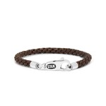 Silk SILK double linked bracelet silver-leather brown 755 20cm 5mm