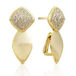 Sparkling Jewels Sparkling Jewels silver Earrings Edge Gold plated Double pin Zirconia EAG05-CZ