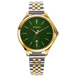 Zinzi ZINZI Classy horloge 34mm groene wijzerplaat goudkleurige stalen kast en bicolor band, datum ziw1035