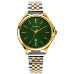 Zinzi ZINZI Classy watch 34mm green dial, gold-colored steel case and bicolor strap, date ziw1035