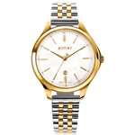 Zinzi ZINZI Classy watch 34mm white mother of pearl dial, gold-colored steel case and bicolor strap, date ziw1034